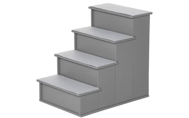 Pawhut Cushioned Pet Stairs - 4 Step Wooden Ramp For Dogs