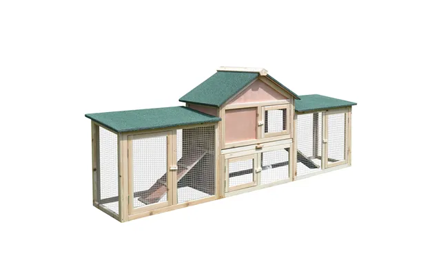 Pawhut Deluxe Wooden Rabbit Hutch Bunny Cage House W Ladder Outdoor Run