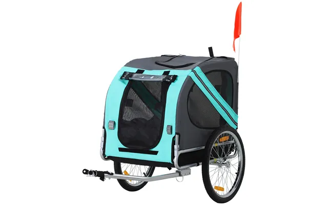 Pawhut Dog Bike Trailer Folding Pet Trailer Dog Carrier Bicycle Steel Frame Jogger Stroller With Suspension - Green & Gr