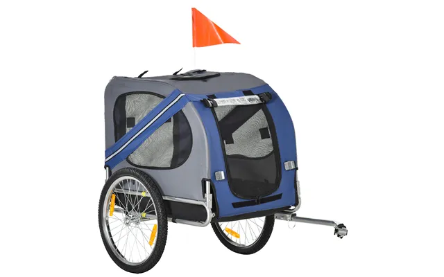 Pawhut Dog Bike Trailer Pet Bicycle Trailer Foldable Dog Cat Bike Carrier With Suspension- Blue
