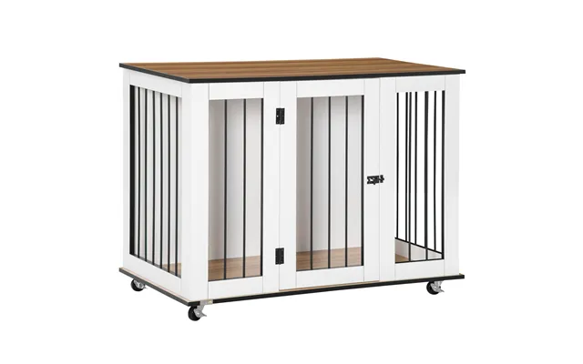 Pawhut Dog Cage End Table With Five Wheels - Dog Crate Furniture For Large Sized Dogs