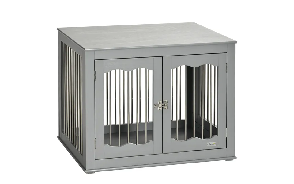 Pawhut Dog Crate End Table With Three Doors - Furniture Style Dog Crate For Medium Dogs With Locks & Latches