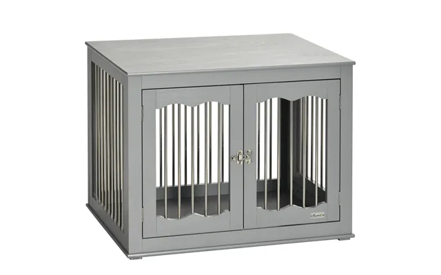 Pawhut Dog Crate End Table With Three Doors - Furniture Style Dog Crate For Medium Dogs With Locks & Latches