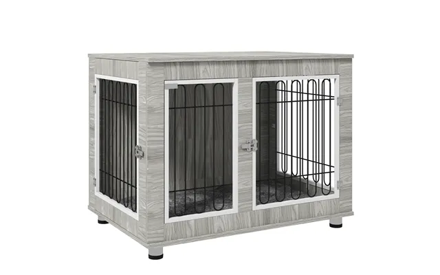 Pawhut Dog Crate Furniture Indoor Dog Kennel W Soft Cushion & Double Doors - For Large Dogs