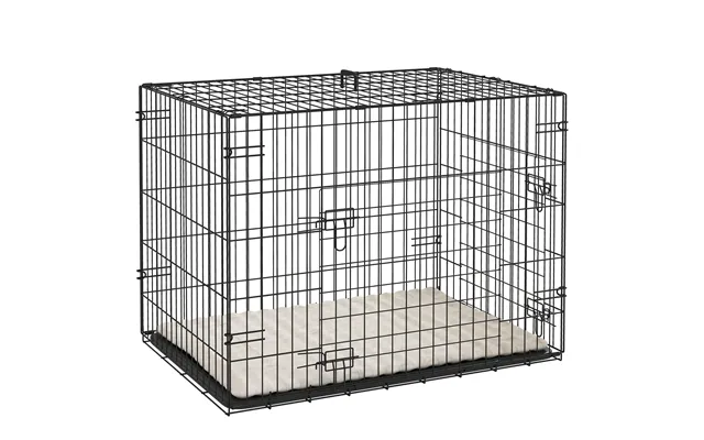 Pawhut Dog Crate With 2 Doors With Tray - Soft Cushion