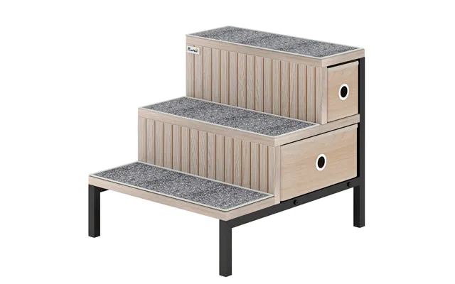 Pawhut Dog Stairs With Storage - Non-slip Cover