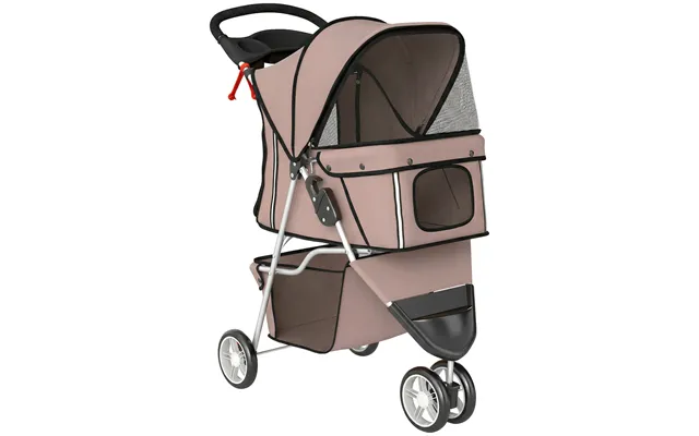 Pawhut Dog Stroller - 3 Wheels Foldable Pet Stroller With Adjustable Canopy