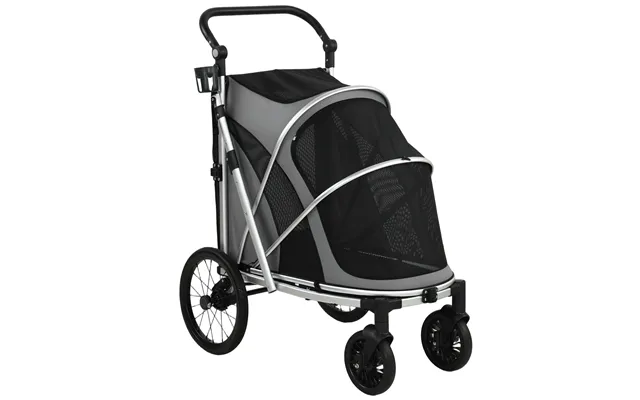 Pawhut Dog Stroller - Easy Folding Pet Stroller For Small And Medium Dogs With Shock Absorption