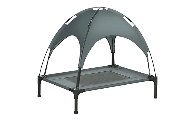 Pawhut Elevated Dog Bed Waterproof Pet Cot With Breathable Mesh & Uv Canopy For Medium Dogs - Grey Aosom Uk