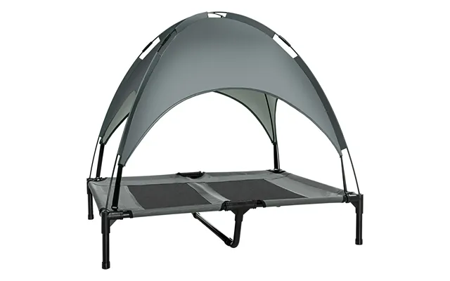 Pawhut Elevated Dog Bed - Waterproof Pet Cot With Breathable Mesh & Uv Protection Canopy