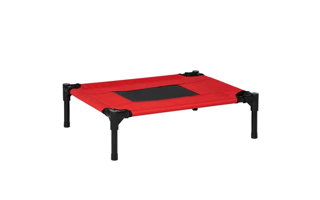 Pawhut Elevated Pet Bed Portable Camping Raised Dog Bed W Metal Frame Black And Red Small Aosom Uk