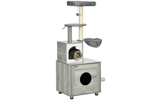Pawhut Enclosed Cat Litter Box With Cat House - Cat Bed