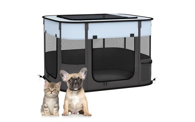Pawhut Foldable Dog Pen With Storage Bag For Indoor Outdoor Use - Grey Aosom Uk