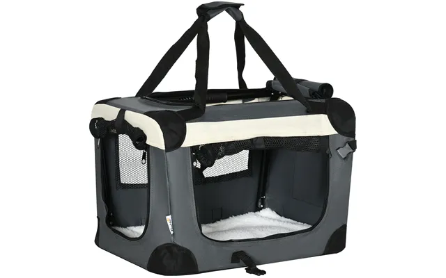 Pawhut Foldable Pet Carrier - Portable Dog Cage & Cat Travel Bag With Cushion