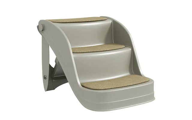 Pawhut Foldable Pet Stairs 3 Steps With Non-slip Mats For Small Dogs - Grey Aosom Uk
