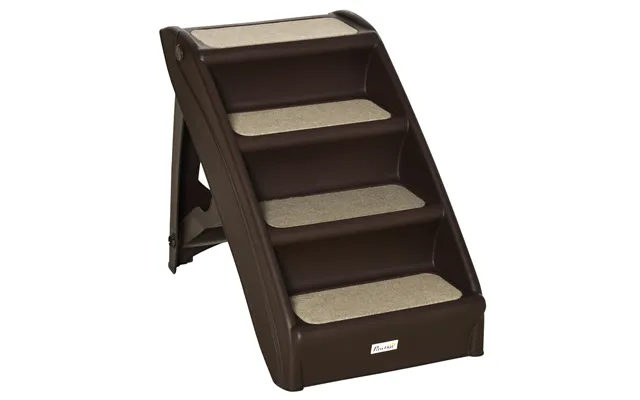 Pawhut Foldable Pet Stairs - 4-step For Cats Small Dogs With Non-slip Mats
