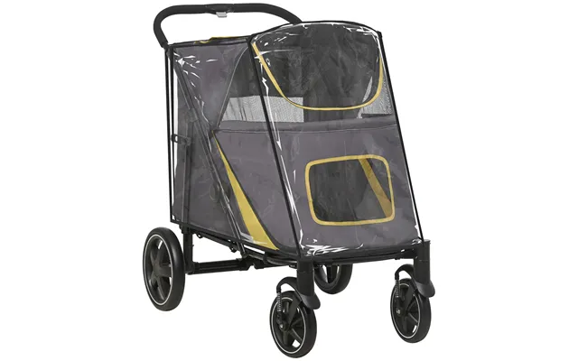 Pawhut Foldable Pet Stroller With One-click - Rain Cover