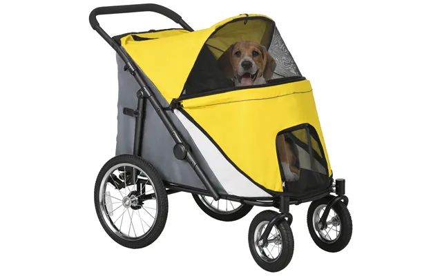 Pawhut Foldable Pet Stroller With Washable Cushion - Storage Bags