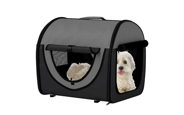 Pawhut Folding Fabric Soft Pet Crate, 46lx36wx41h Cm - Black