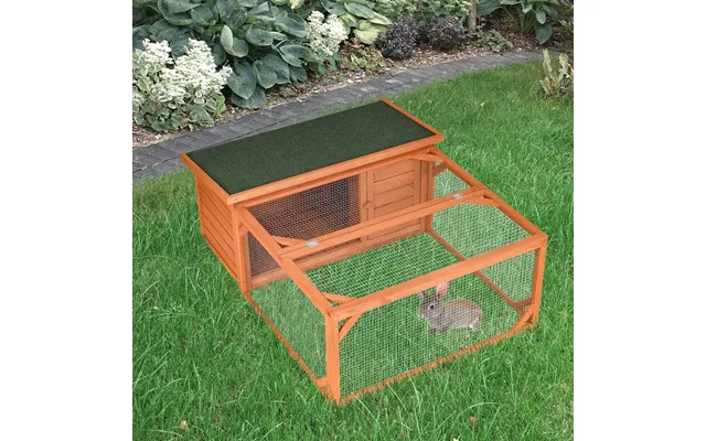 Pawhut Guinea Pigs Hutches Small Animal House Off-ground Ferret Bunny Cage Backyard W Openable Main House & Run Roof 125