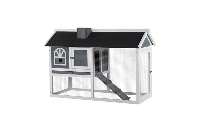 Pawhut Guinea Pigs Hutches Wood Bunny Cage For Outdoor Indoor With Pull Out Tray Run Box Ramp Asphalt Roof For Small Ani