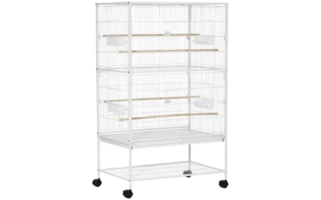 Pawhut Large Aviary Bird Cage For Canaries - Budgies With Rolling Stand