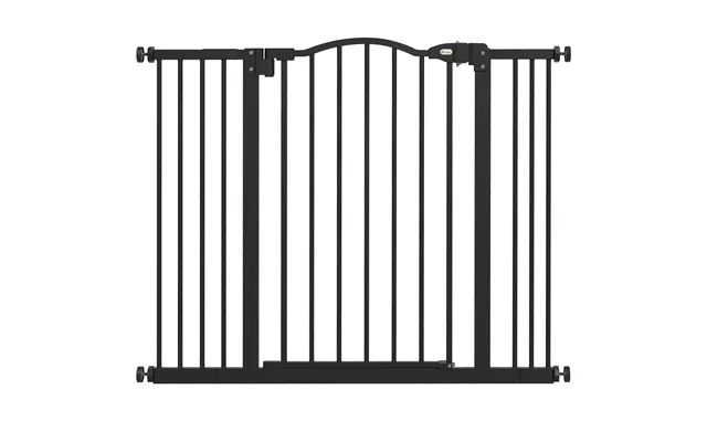 Pawhut Metal 74-100cm Adjustable Pet Gate Safety Barrier W Auto-close Door Black Aosom Uk