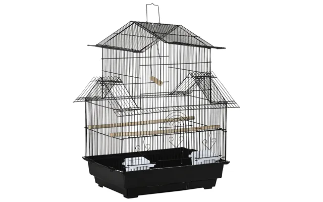Pawhut Metal Bird Cage - Portable With Swing Perch & Food Tray For Finch