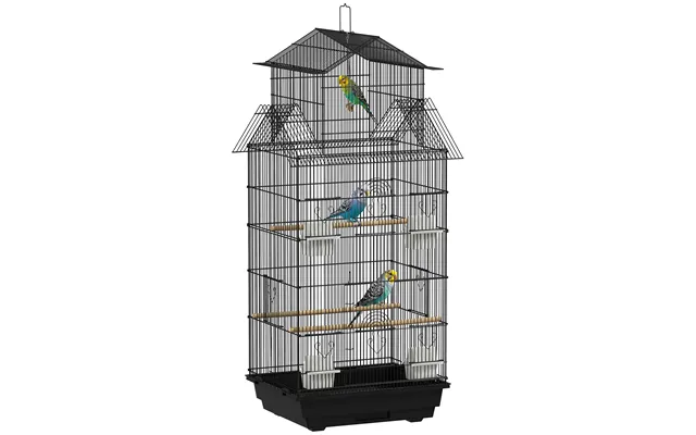 Pawhut Metal Bird Cage With Plastic Swing - Perch