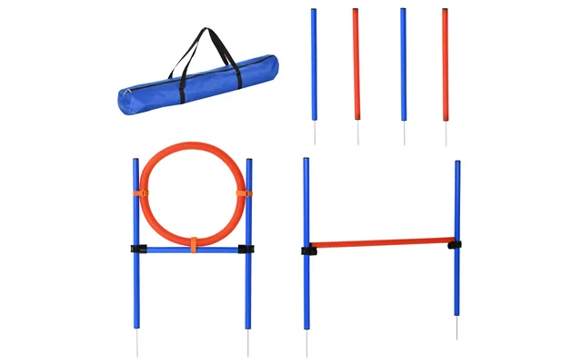 Pawhut Pet Agility Training Equipment Dog Play Run Jump Obedience Training Set Adjustable Pole Hoop Hurdle