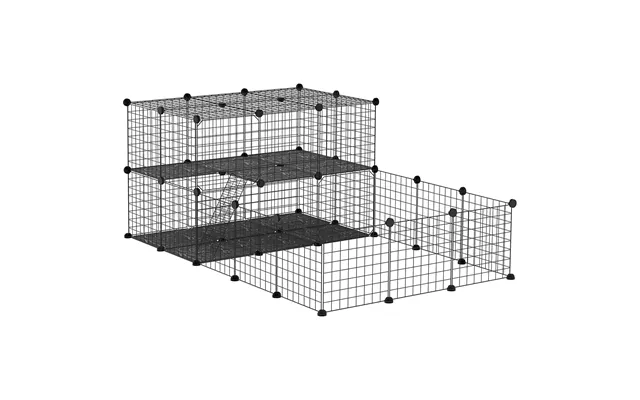 Pawhut Pet Playpen With Door - Guinea Pigs Metal Mesh Cage For Small Animal