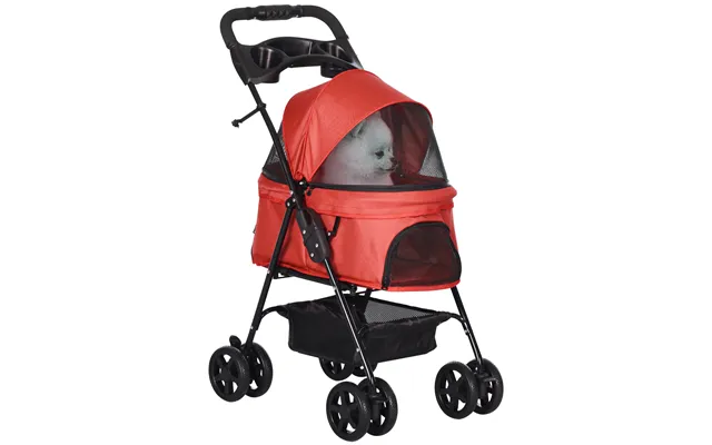 Pawhut Pet Pram No-zip Foldable Trolley With Eva Wheels - Brake