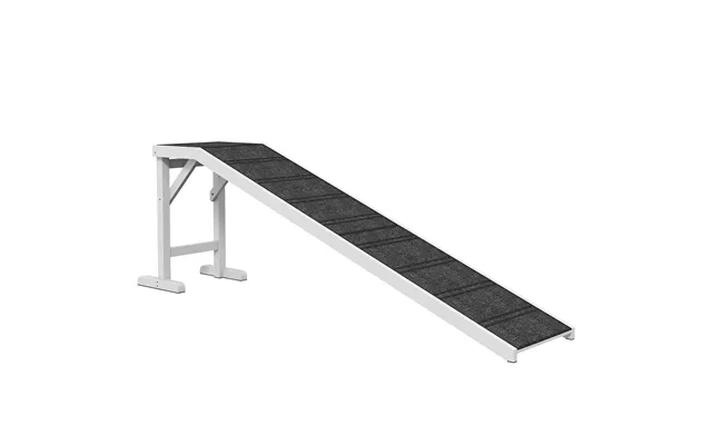 Pawhut Pet Ramp For Dogs With Non-slip Carpet And Top Platform - White & Grey