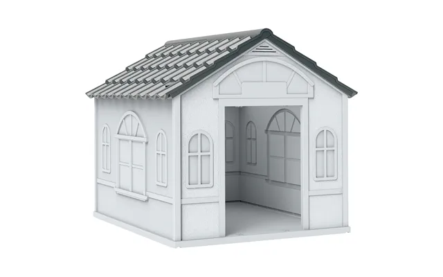 Pawhut Plastic Weatherproof Dog House - Grey