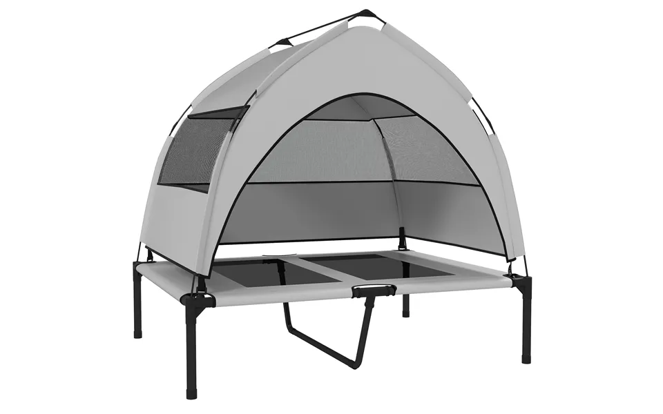 Pawhut Portable Elevated Dog Bed With Removable Canopy - Cooling Raised Pet Cot For Medium Large Dogs