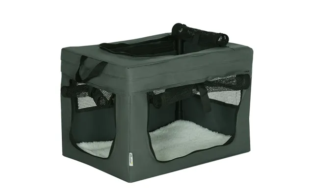 Pawhut Portable Pet Carrier Foldable Cat & Small Dog Travel Bag With Plush Cushion - Slate Grey Aosom Uk