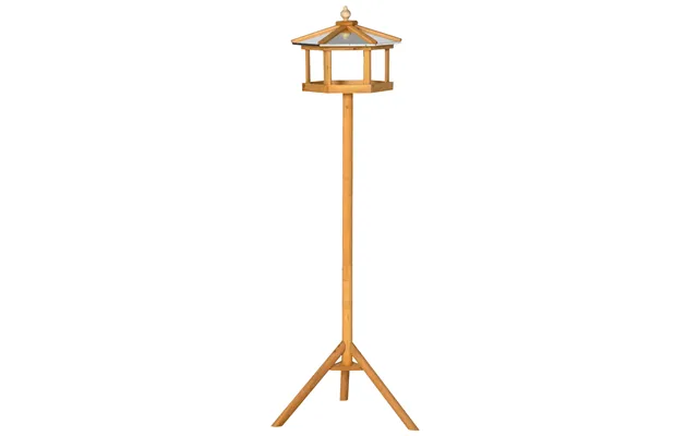 Pawhut Portable Wooden Bird Feeder Station With Stand For Outdoor Use - Ideal For Garden