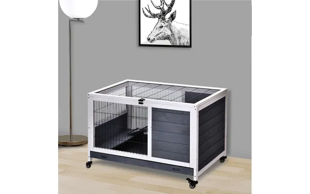 Pawhut Rabbits Indoor Fir Wood Lift-top Hutch Grey