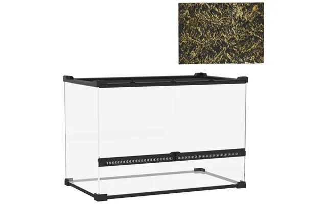 Pawhut Reptile Glass Terrarium With Stone Background - Front Ventilation