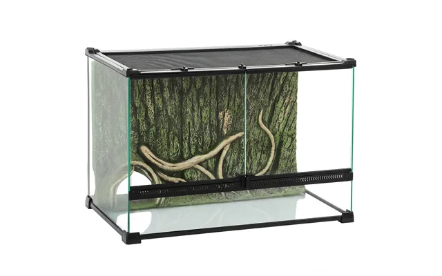 Pawhut Reptile Glass Terrarium With Stone Background - Front Ventilation