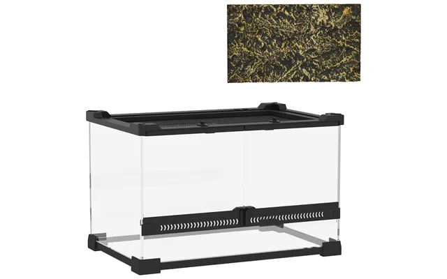Pawhut Reptile Glass Terrarium With Stone Background - Front Ventilation