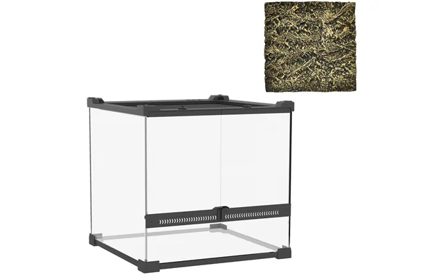 Pawhut Reptile Glass Terrarium With Stone Background - Front Ventilation