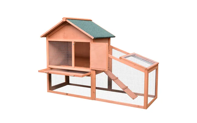 Pawhut Small Animal Two-level Fir Wood Hutch W Slide Out Tray Red Brown
