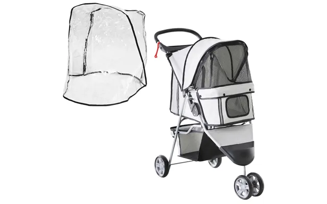 Pawhut Small Dog Stroller With Cover - Folding Cat Pram Pushchair With Cup Holder