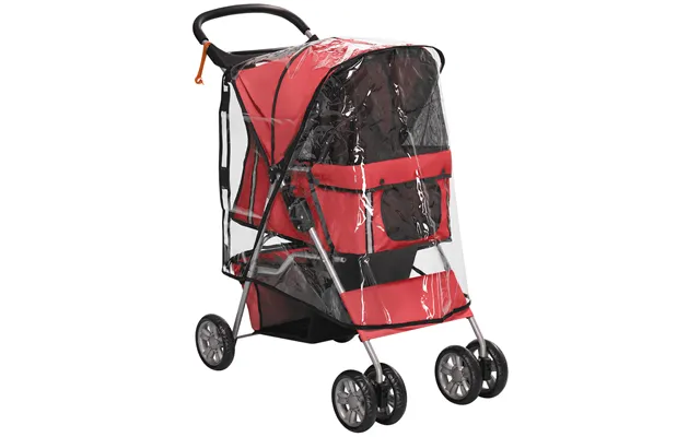 Pawhut Small Dog Stroller With Rain Cover - Folding Pet Buggy With Cup Holder