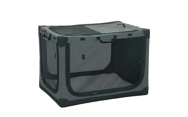 Pawhut Soft Dog Crate Pet Travel Crate 90 X 64 X 64 Cm With Removable Pad Mesh Window Army Green