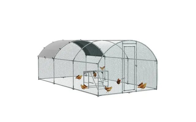 Pawhut Spacious Walk-in Chicken Run - Outdoor Coop With Activity Shelf And Protective Cover