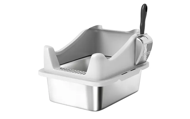 Pawhut Stainless Steel Cat Litter Box With High Sides - Scoop