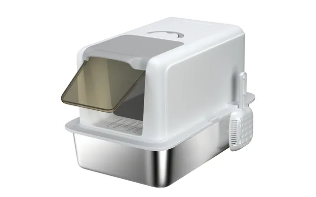 Pawhut Stainless Steel Cat Litter Box With Removable Lid - Scoop