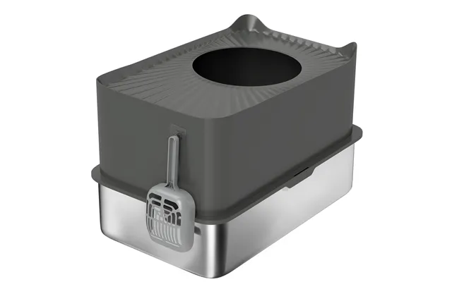 Pawhut Stainless Steel Cat Litter Tray - Extra Large Enclosed Litter Box With Scoop